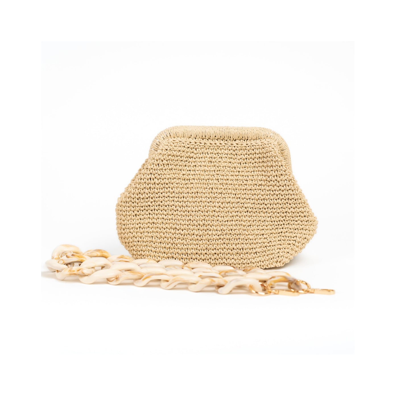 Straw Crossbody Bag, Beige