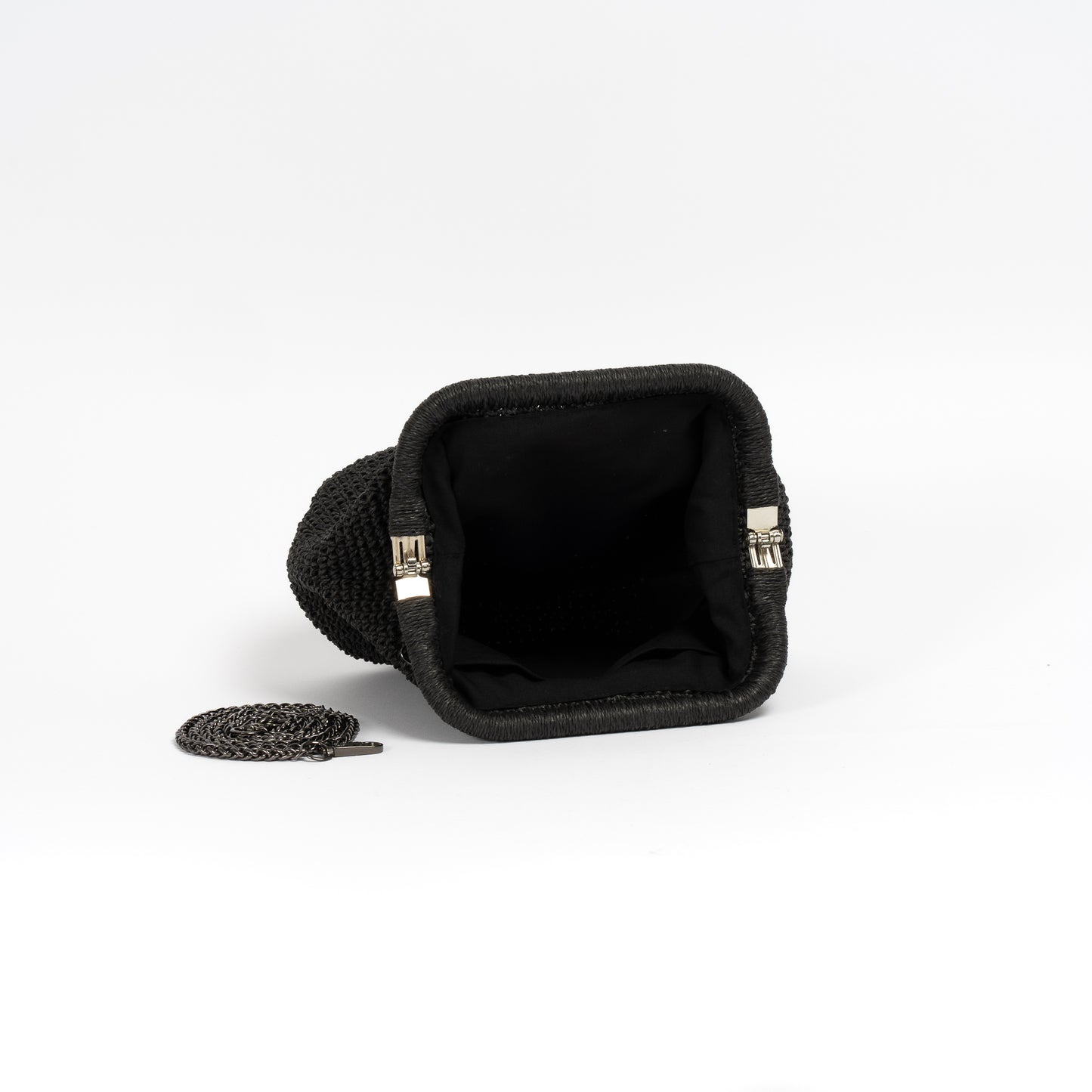 Black Raffia Clutch Bag