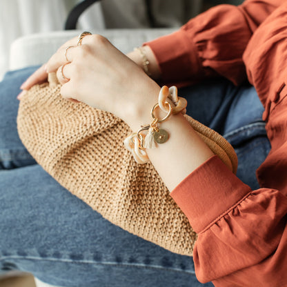 Large Acrylic Link Bracelet, Bone