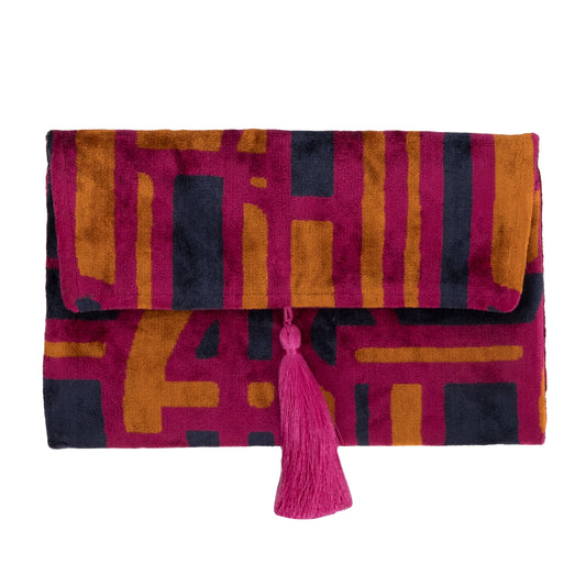*NEW* IKAT Clutch Bag, Green dots