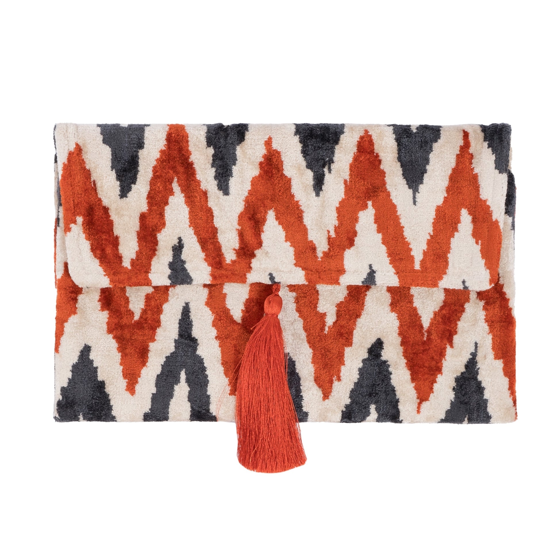 *NEW* IKAT Clutch Bag, Mustard blue