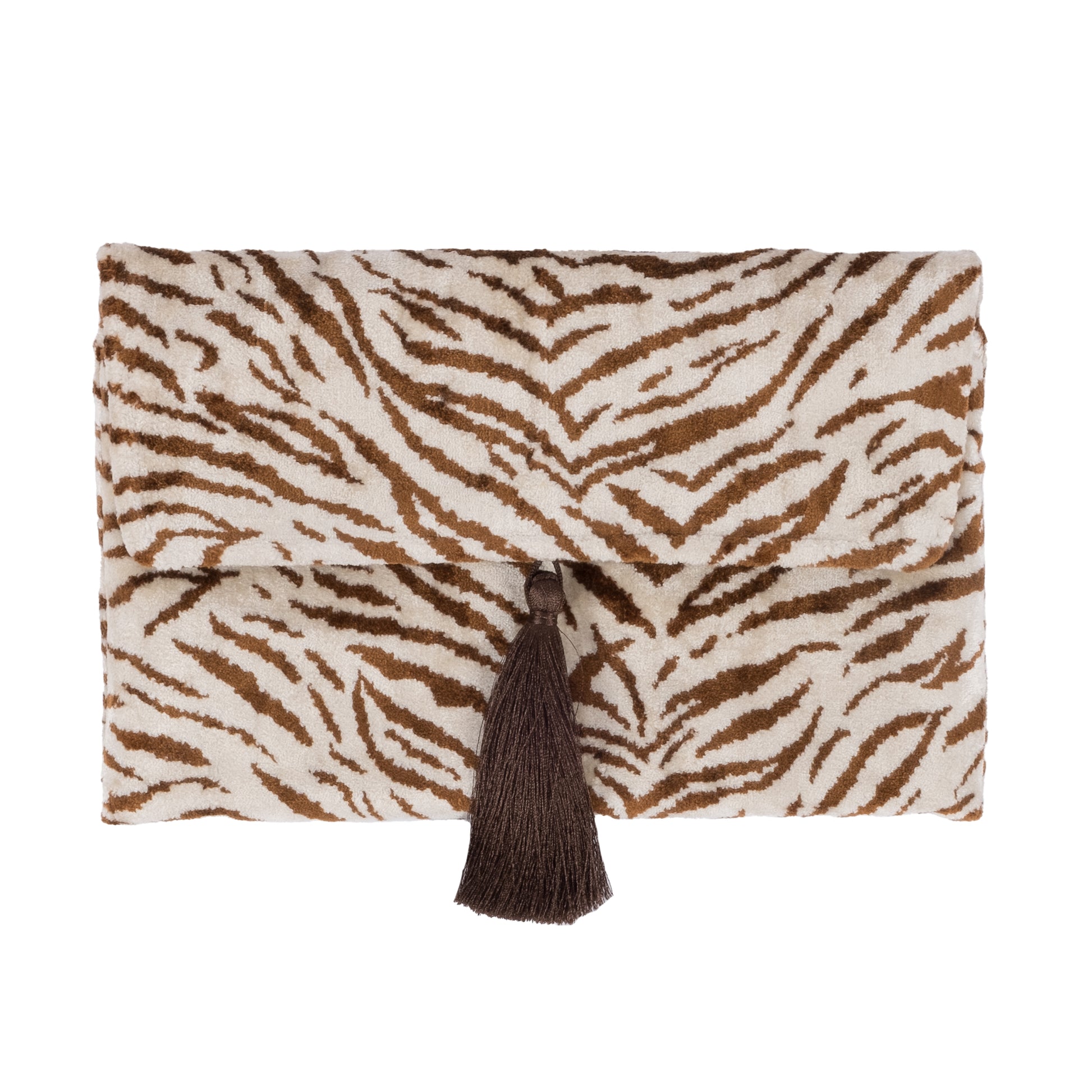 black ikat clutch bag