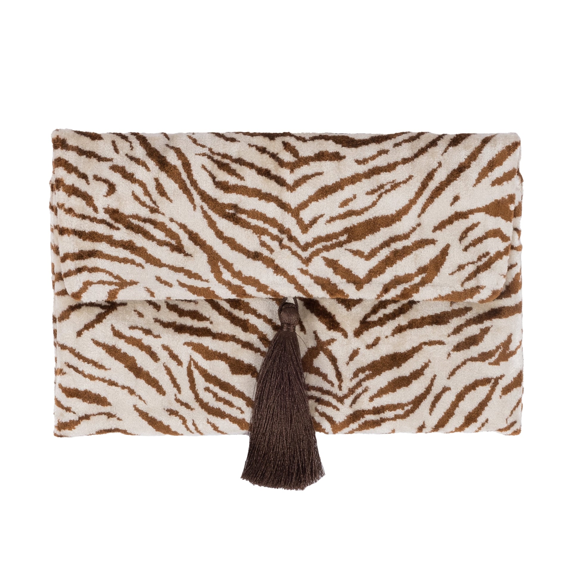 black ikat clutch bag