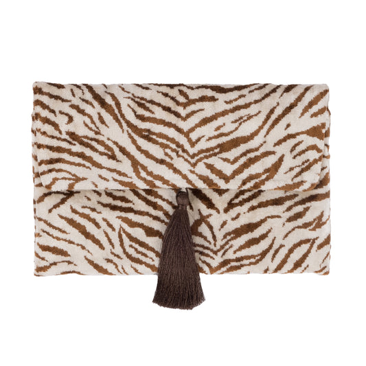 black ikat clutch bag