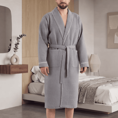 initials couple waffle bathrobe