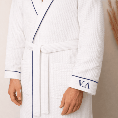initials couple waffle bathrobe