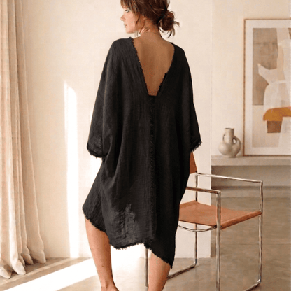 CHIC LIGHT MUSLIN BEACH COVER UP KAFTAN DRESS
