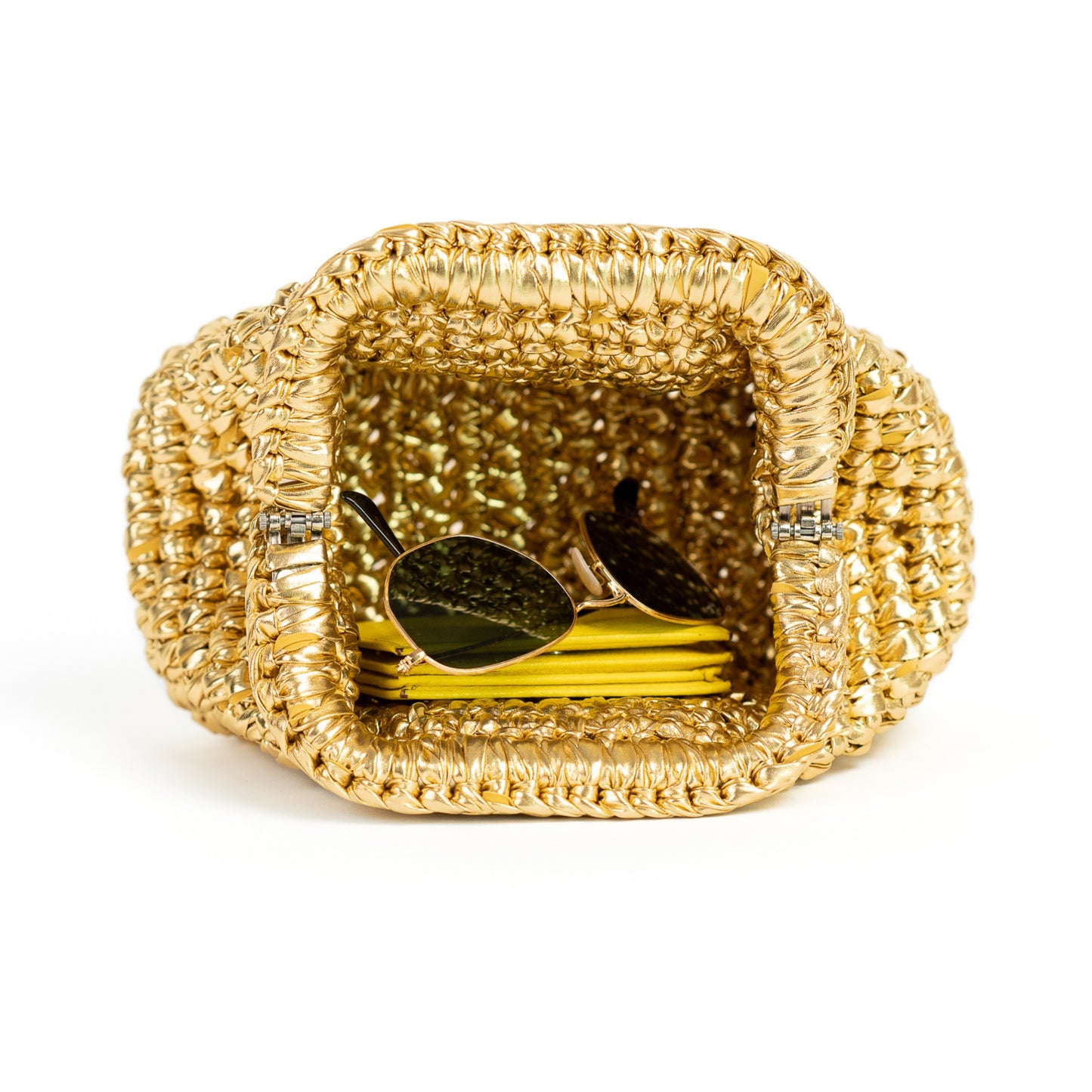 Gold Raffia Purse Bag