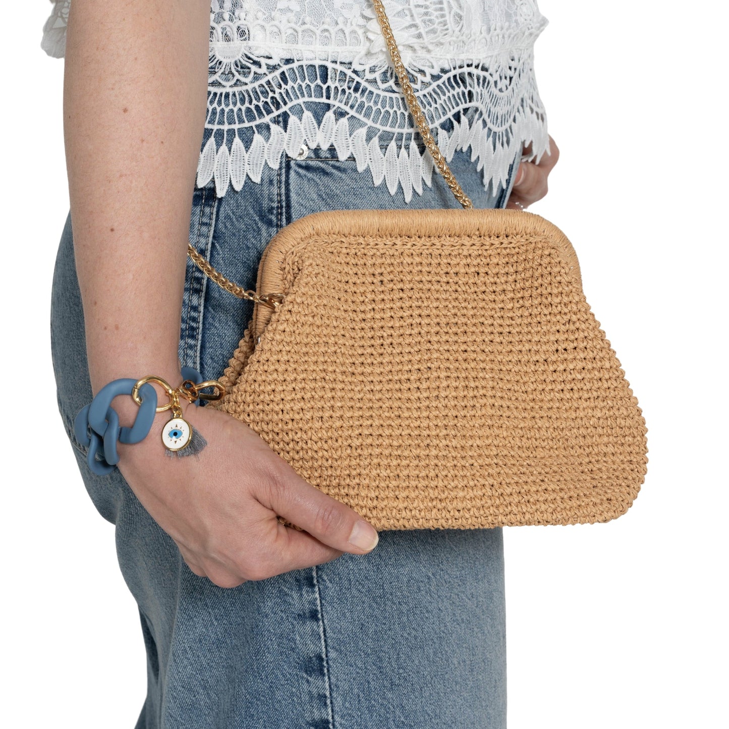 Black Raffia Clutch Bag