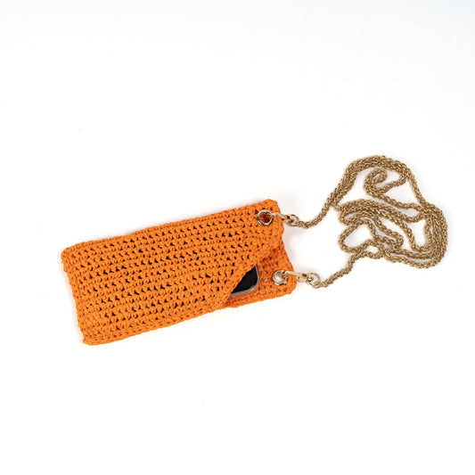 chic raffia mobile bag