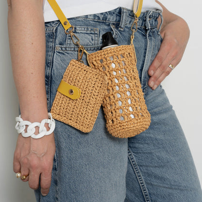 Set of Raffia Bottle Holder and Mini Clutch