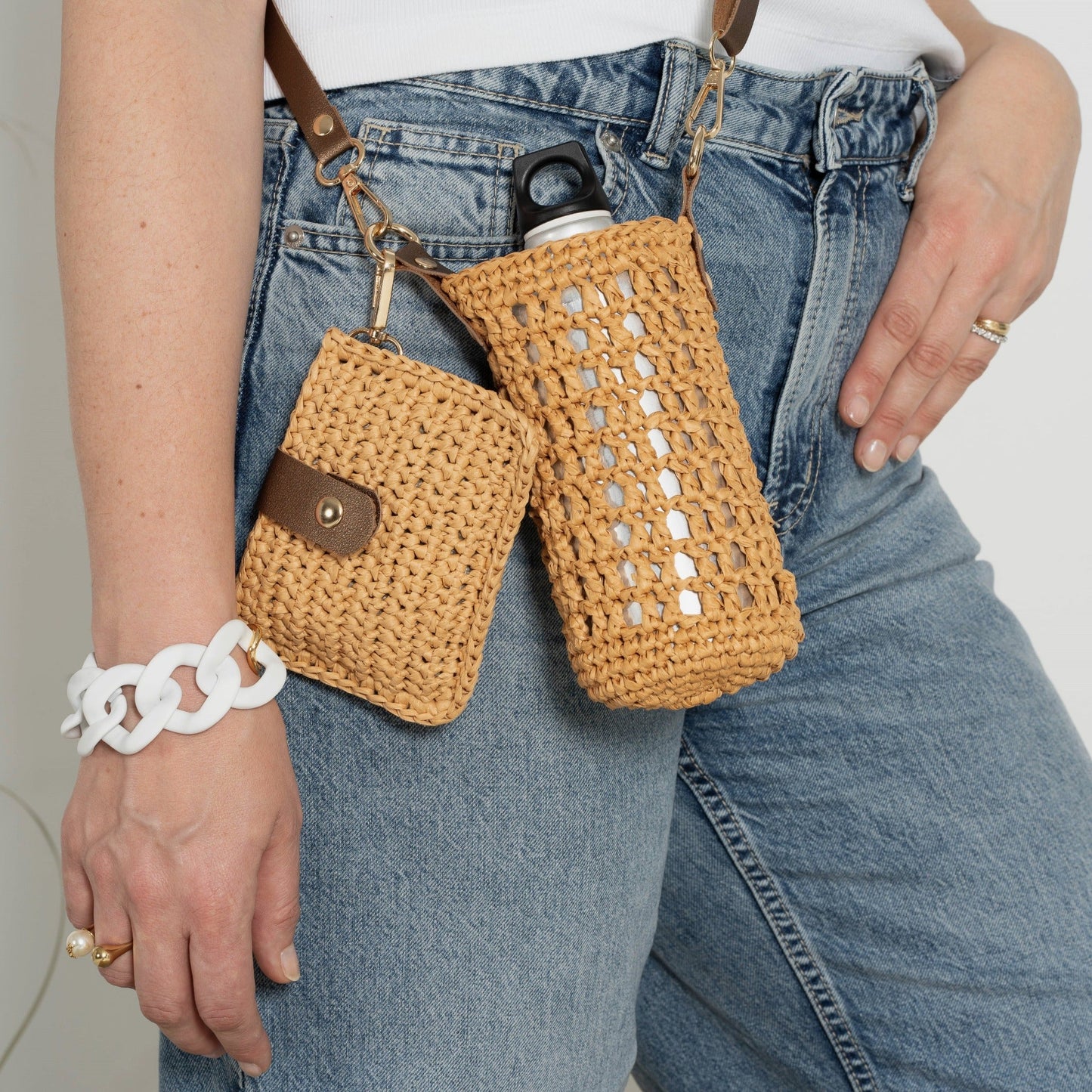 Raffia Bottle Holder & Mini Clutch