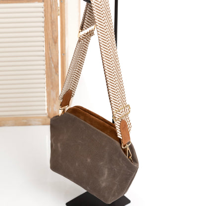 White Canvas Clutch Bag, Black