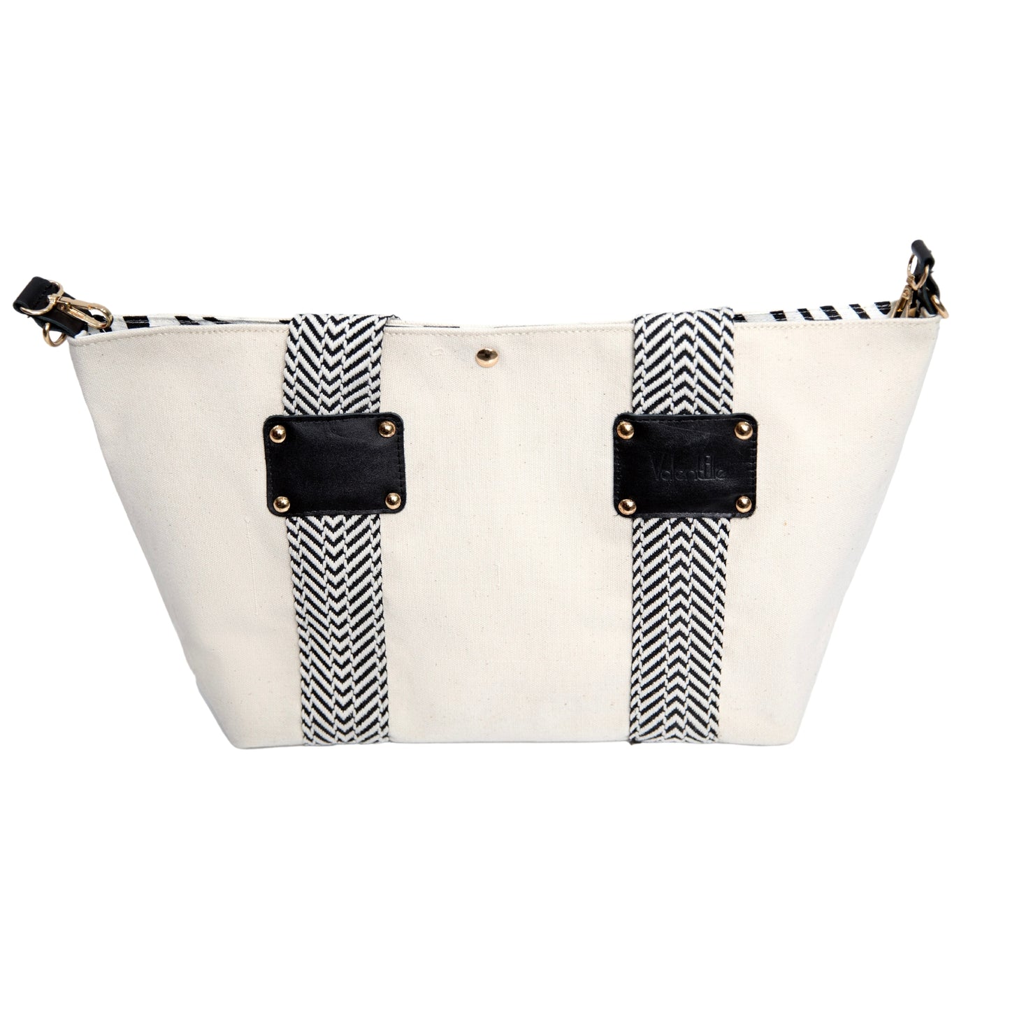 White Canvas Tote Bag, Black