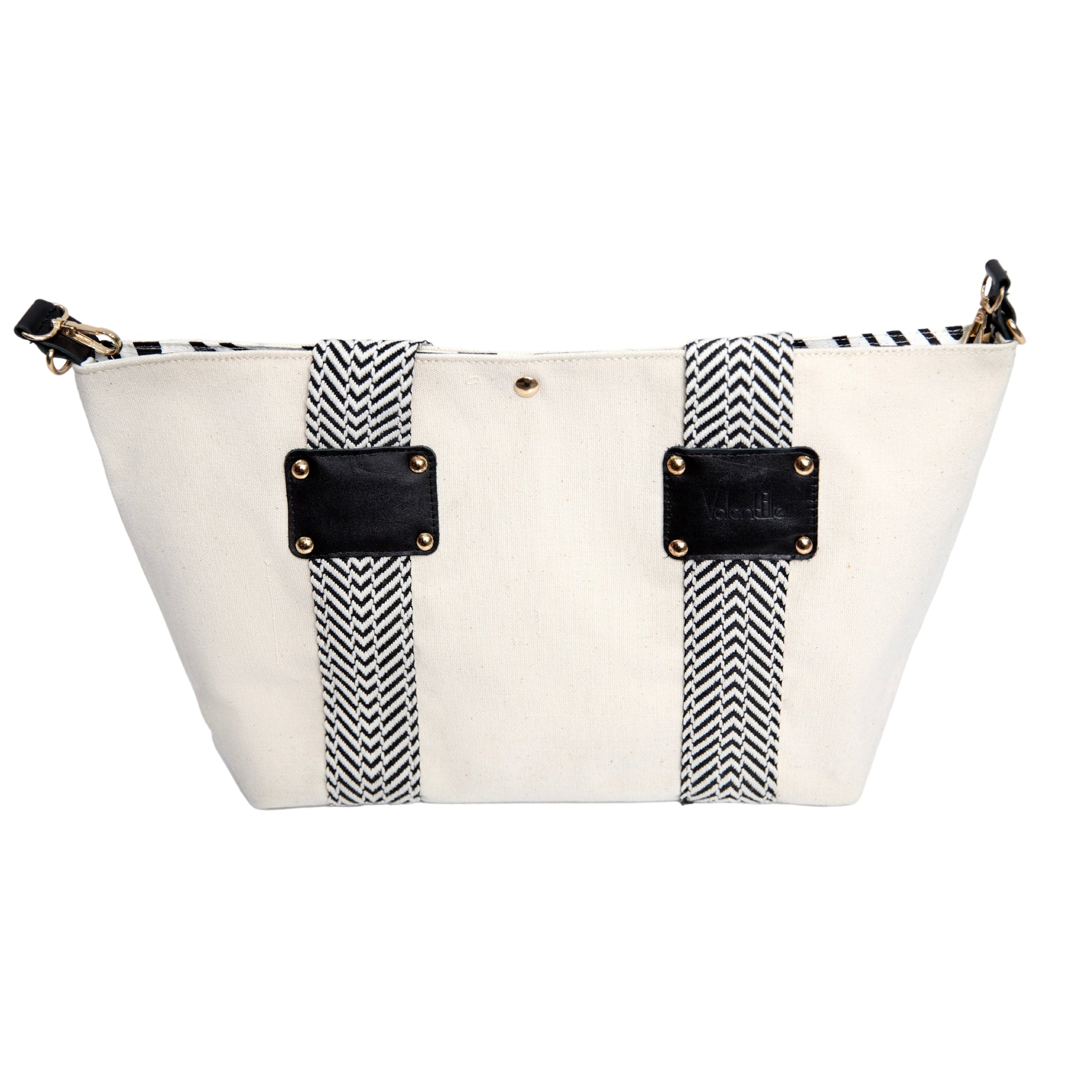 White Canvas Tote Bag, Black
