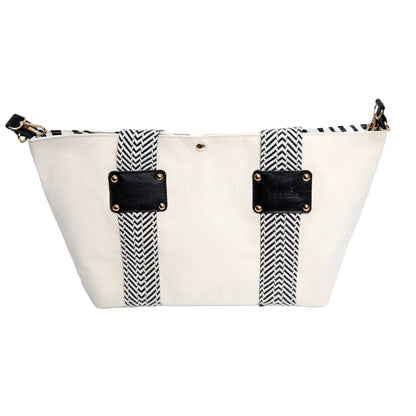 White Canvas Tote Bag, Black