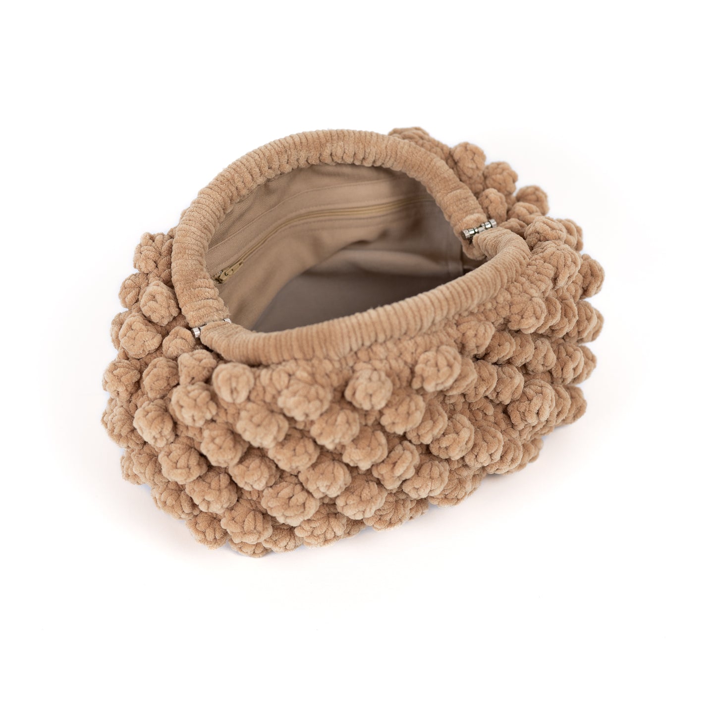 Velvet Clutch Purse Bag, Beige
