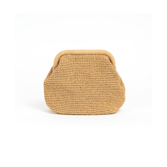 Straw Pouch Bag, Beige