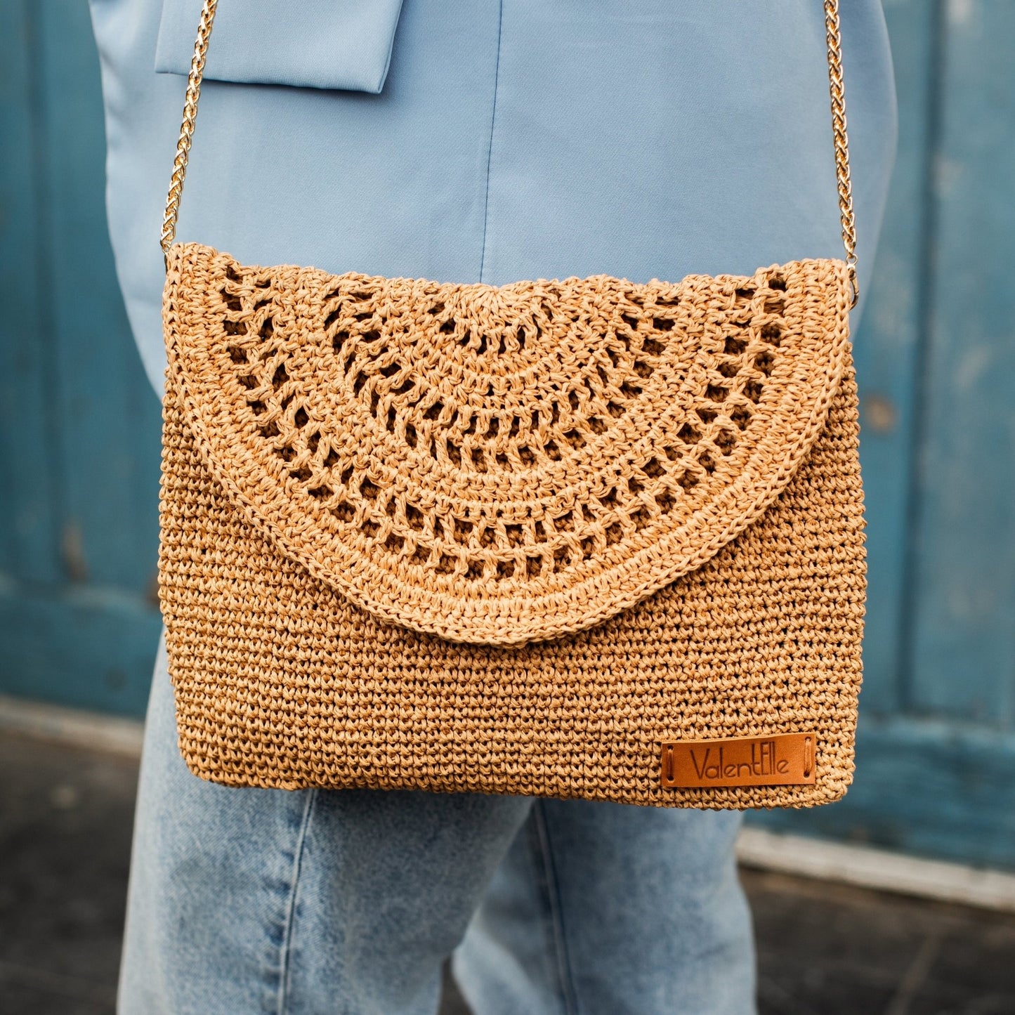 Straw Summer Clutch Bag, Black Straw