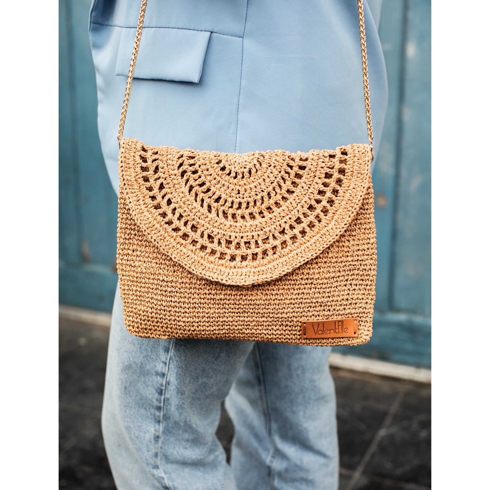 Straw Summer Clutch Bag, Black Straw