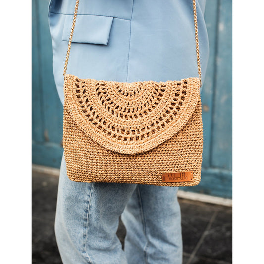 Straw Summer Clutch Bag, Black Straw