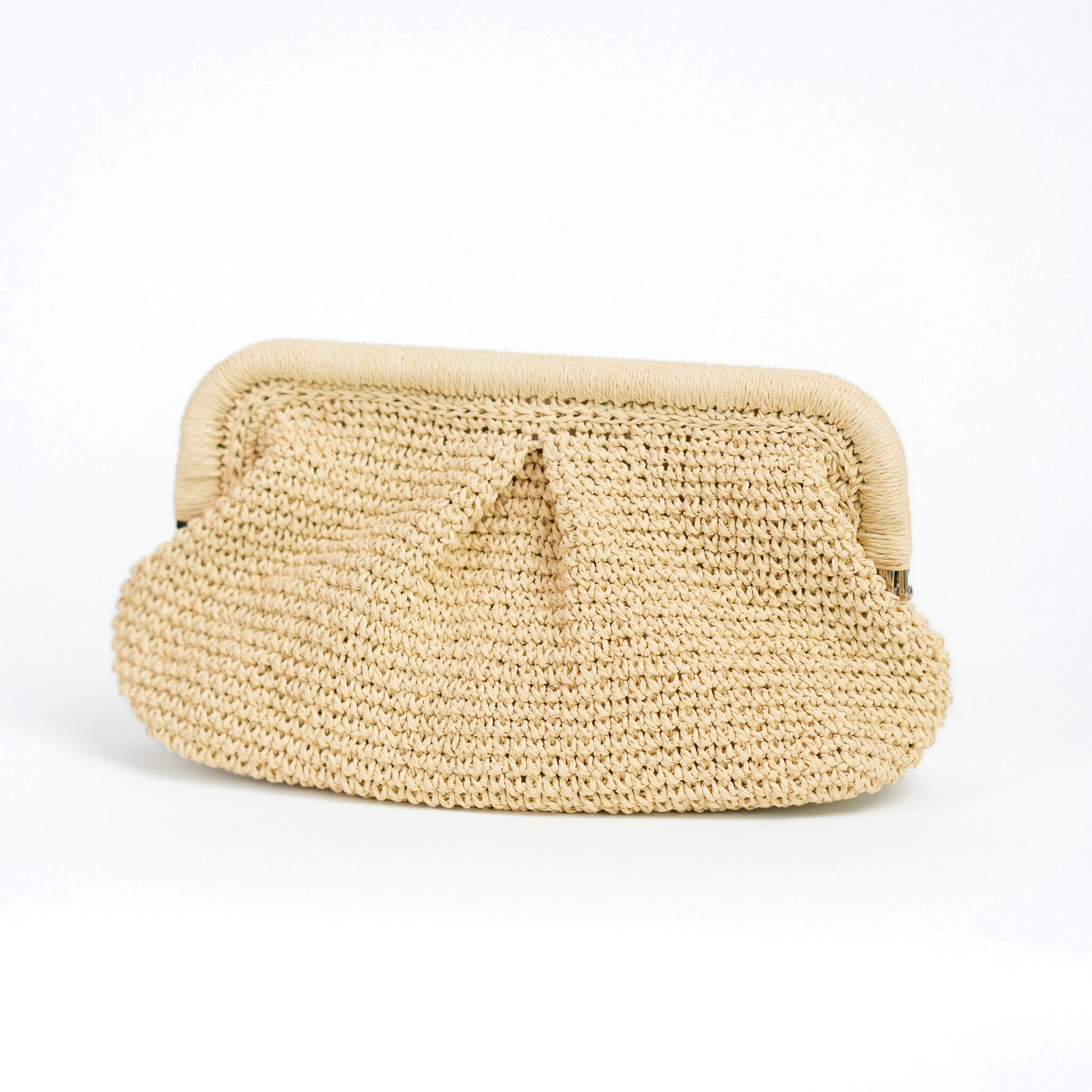 Straw Wedding Clutch Bag, Beige