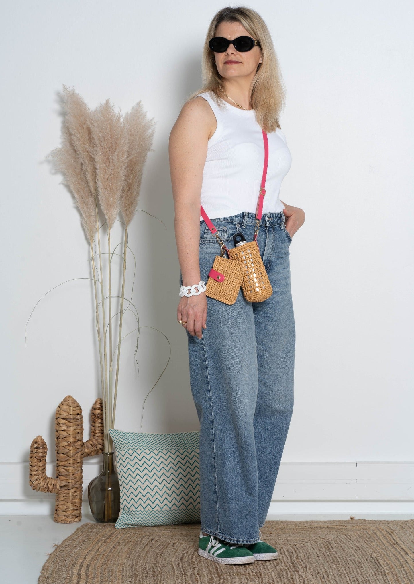 Set of Raffia Bottle Holder and Mini Clutch