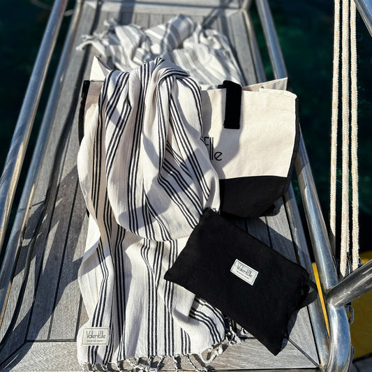 beach gift set tote towel clutch 