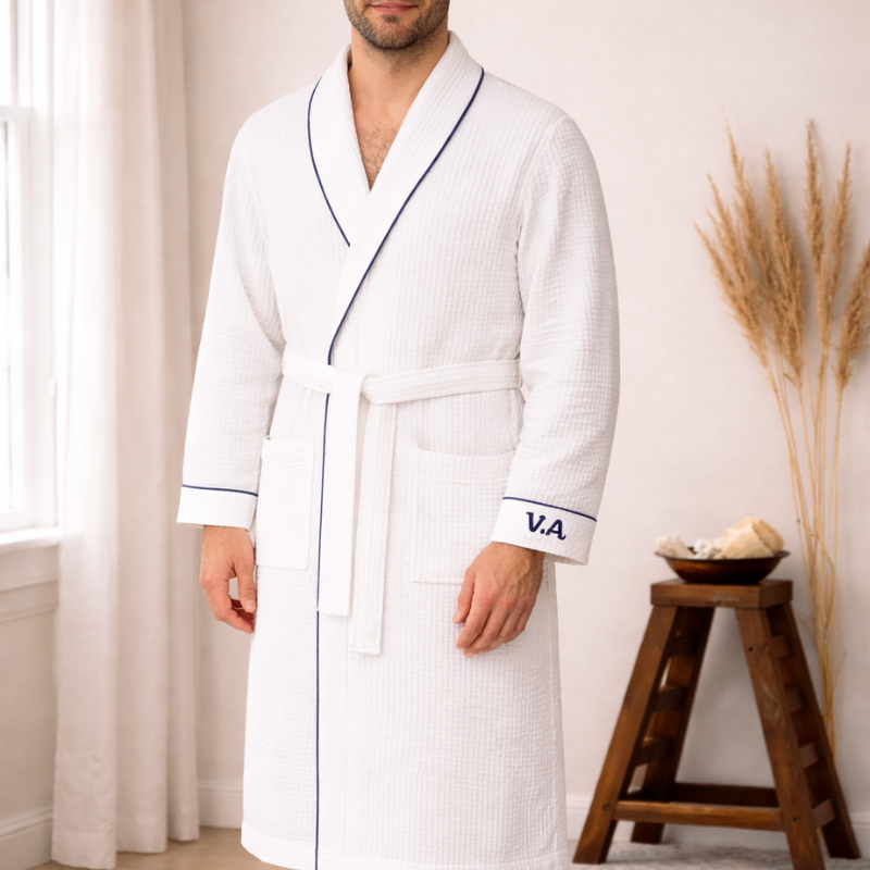 Personalized Waffle Bathrobe with Initials