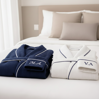 Personalized Waffle Bathrobe with Initials
