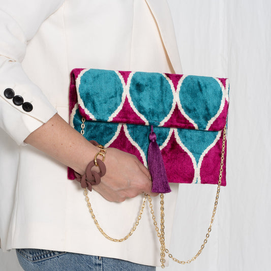 IKAT Clutch Bag, Fuchsia