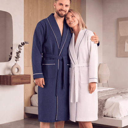 initials couple waffle bathrobe
