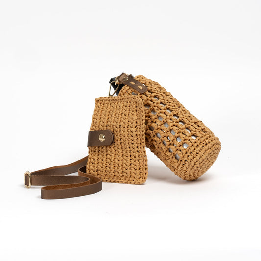raffia water bottle holder