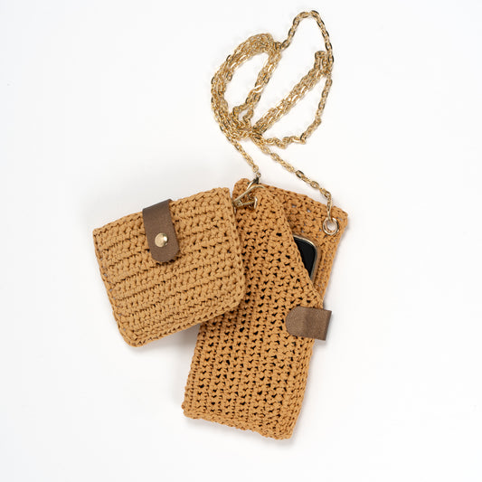 raffia mobile phone bag
