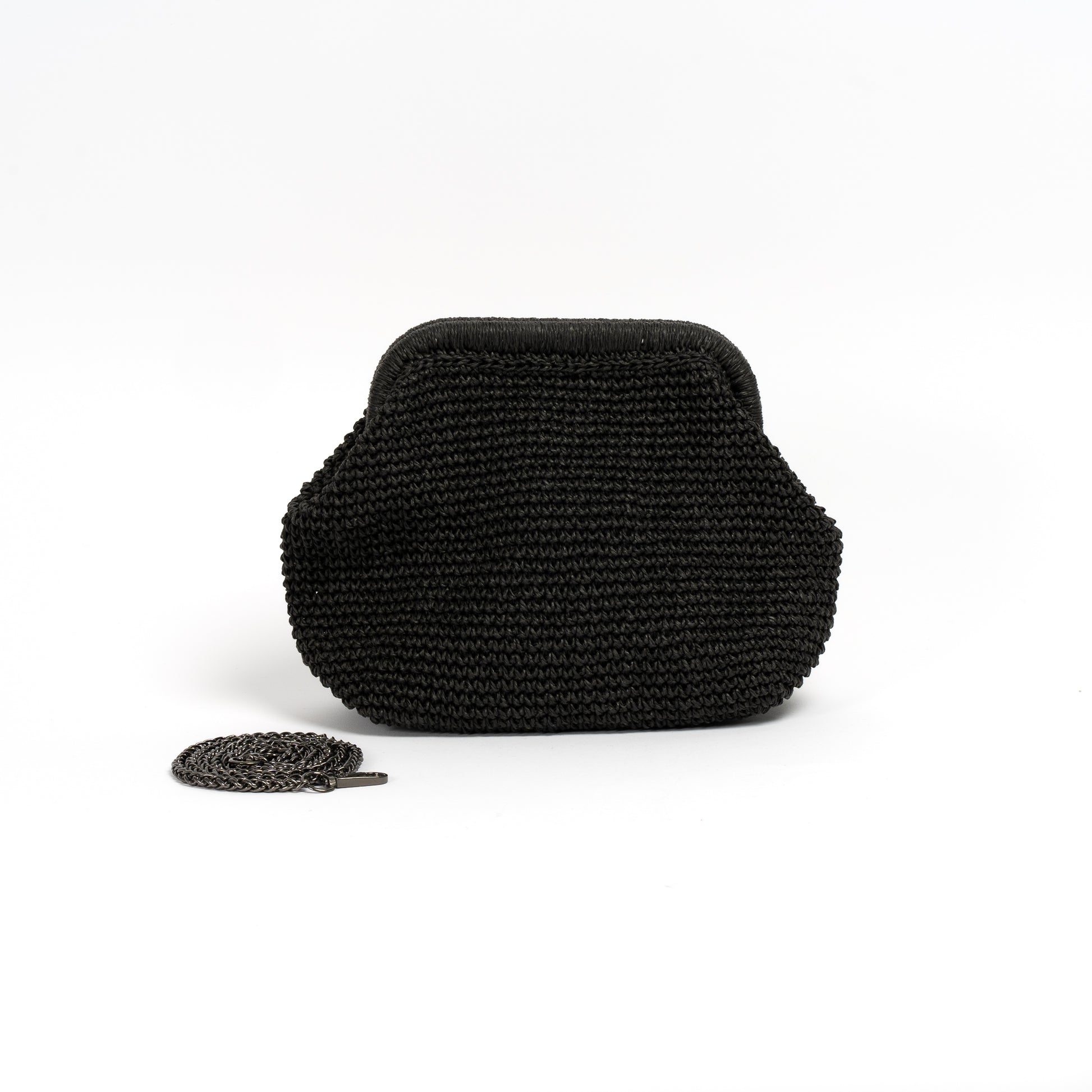 Black Raffia Clutch Bag