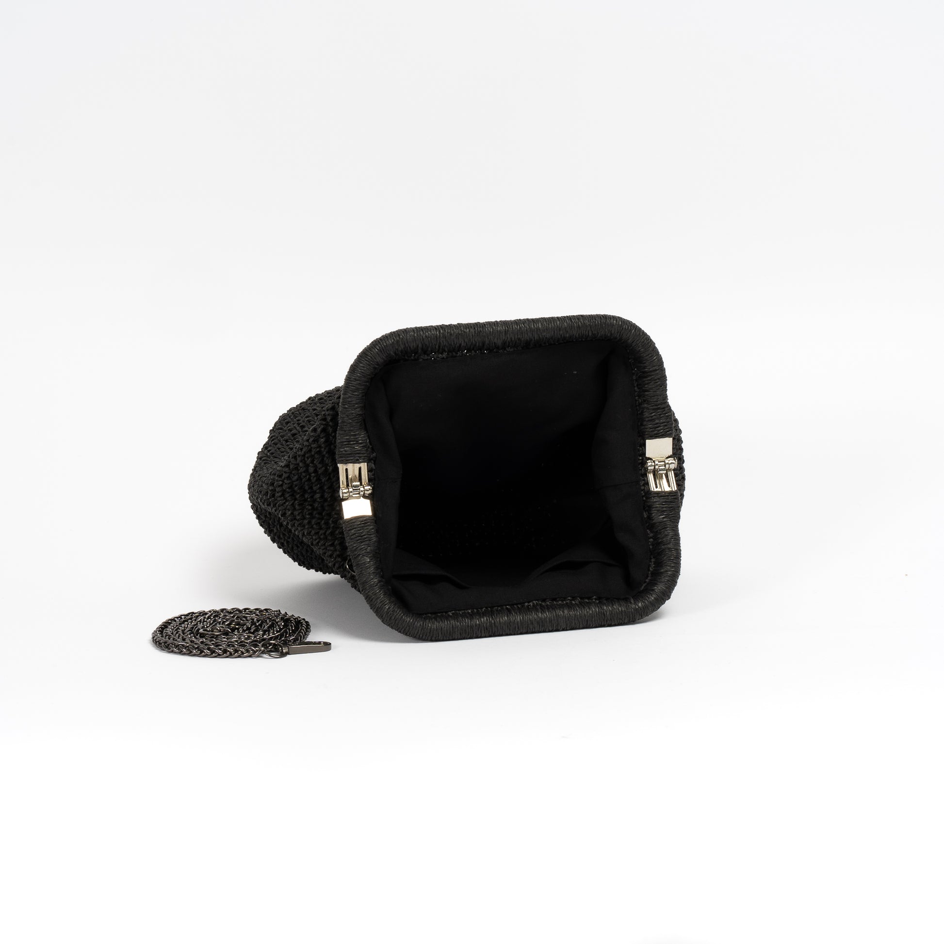 Black Raffia Clutch Bag