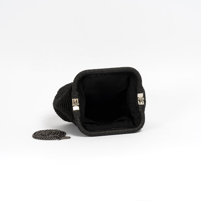 Black Raffia Clutch Bag