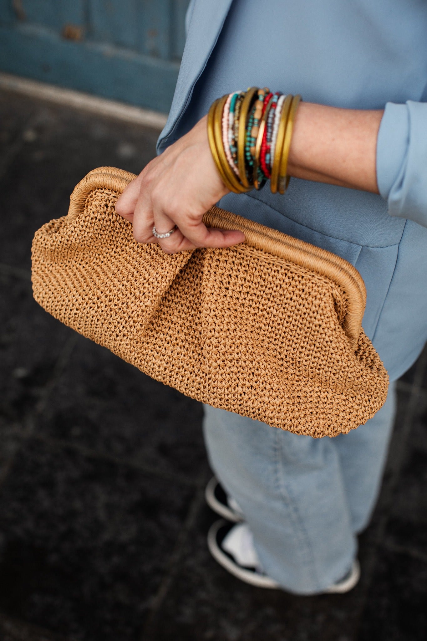 Straw Wedding Pouch Bag, Straw