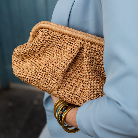 Straw Wedding Pouch Bag, Straw