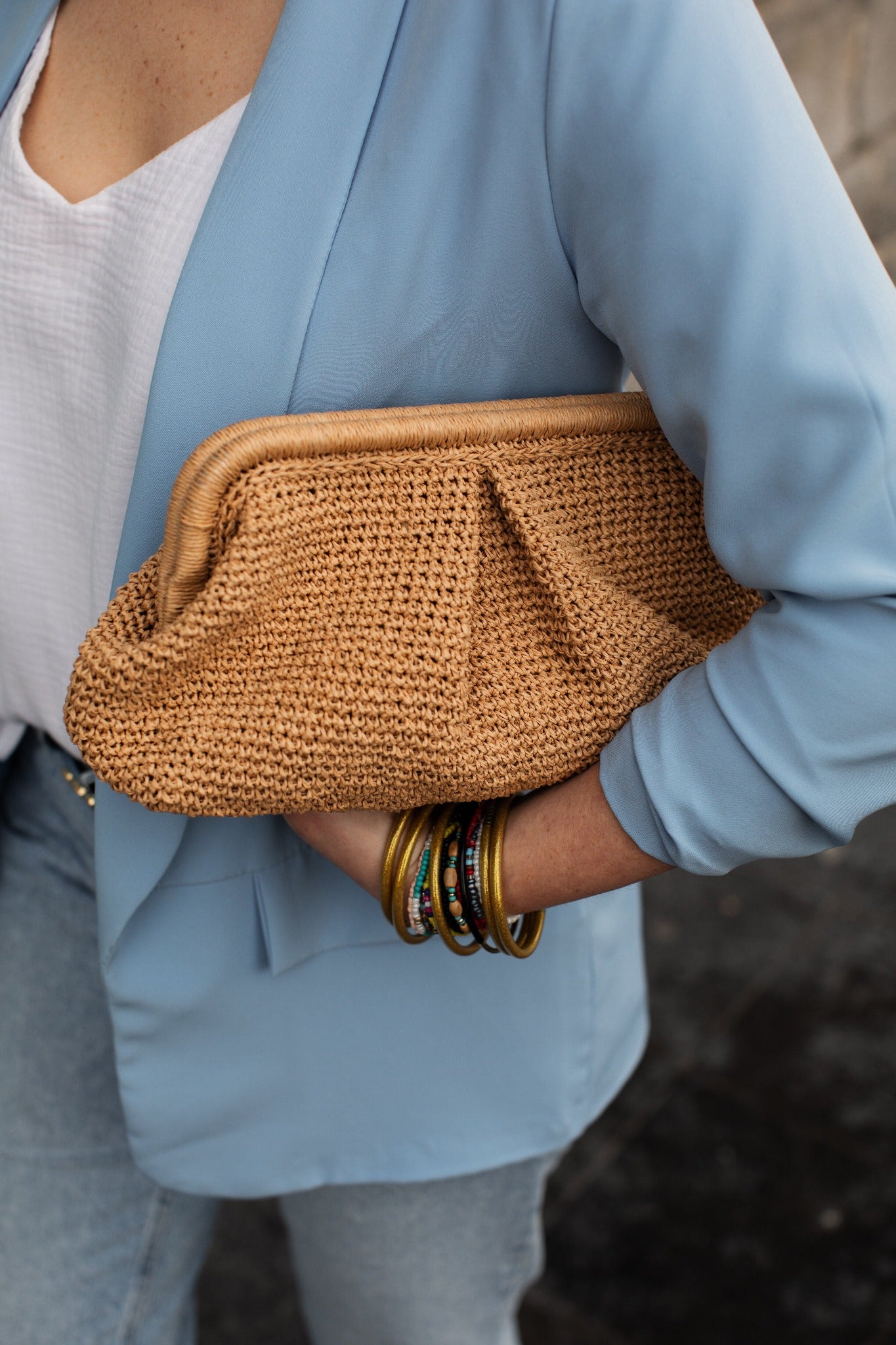 Straw Wedding Pouch Bag, Straw