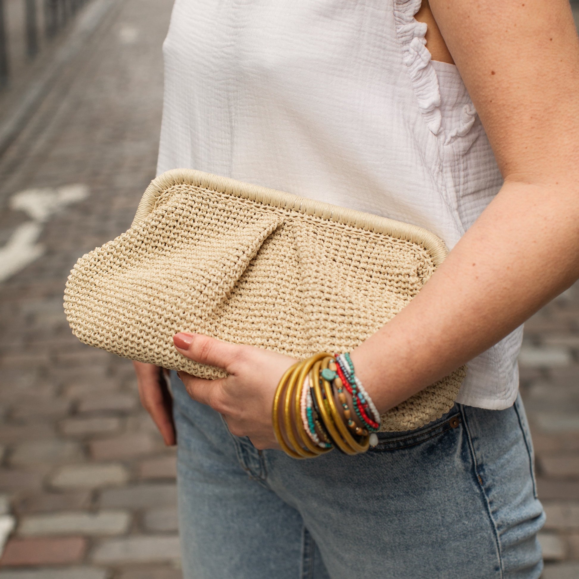 Straw Wedding Pouch Bag, Straw