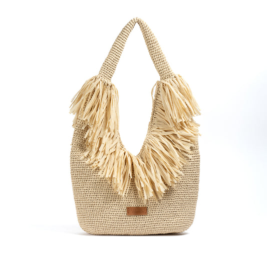 Chic Raffia Bag, Beige