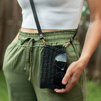 *NEW* Chic Raffia Mobile Phone Bag, Black